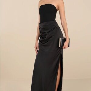 Black Strapless Evening Gown
